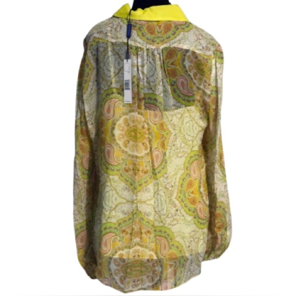 NWT ELIE TAHARI Exclusive Sheer Paisley Blouse Top Shirt Large New Designer Boho - Picture 5 of 16